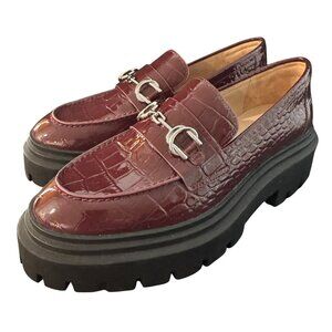 Stuart Weitzman Owen Buckle Ultra Lug Loafer Women's Burgundy Shoe 5.5B NWOB